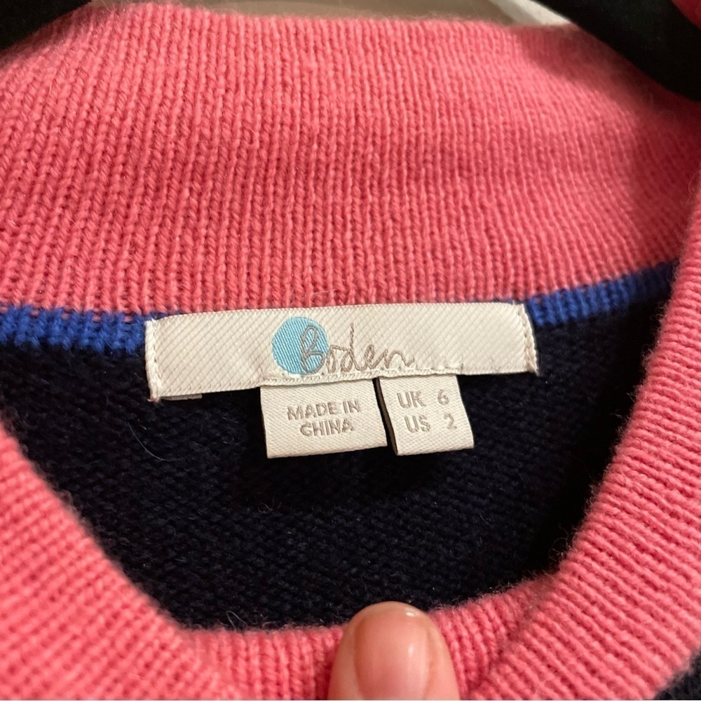 Boden Mara Wool Alpaca Blend Knit Dress Navy & Pink Size 2 - Picture 9 of 10